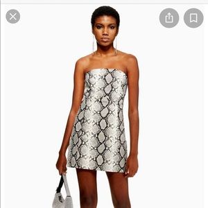 Topshop strapless snake faux leather mini dress